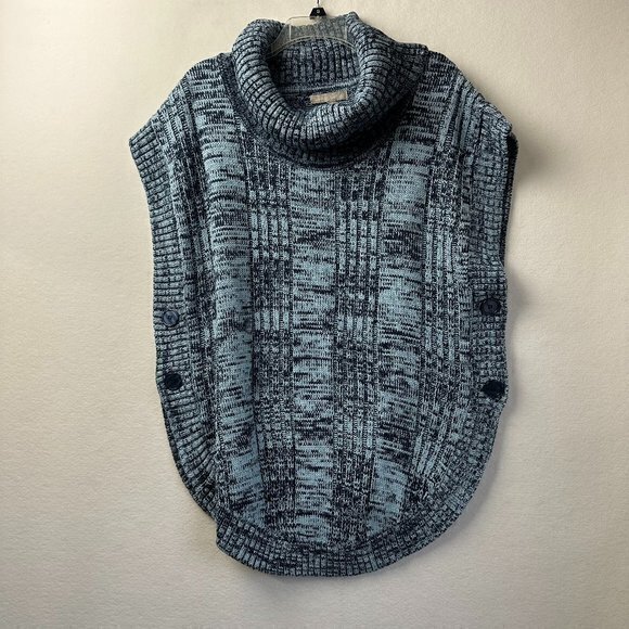 Woman Within Sweater women‎ 14/16 M Cowl Neck sleeveless side button blue NWOT - Picture 1 of 8